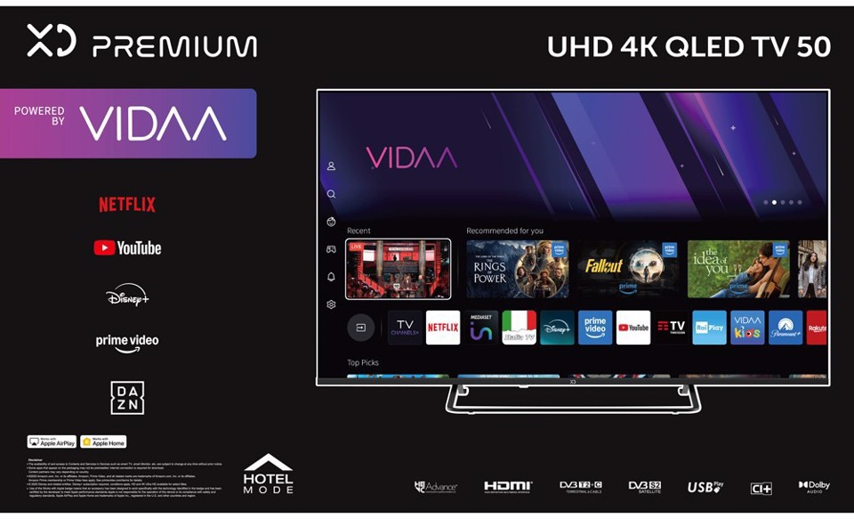 XD Enjoy XDP50VQU1ESAT TV 127 cm (50") 4K Ultra HD Smart TV Wi-Fi Nero 250 cd/m²