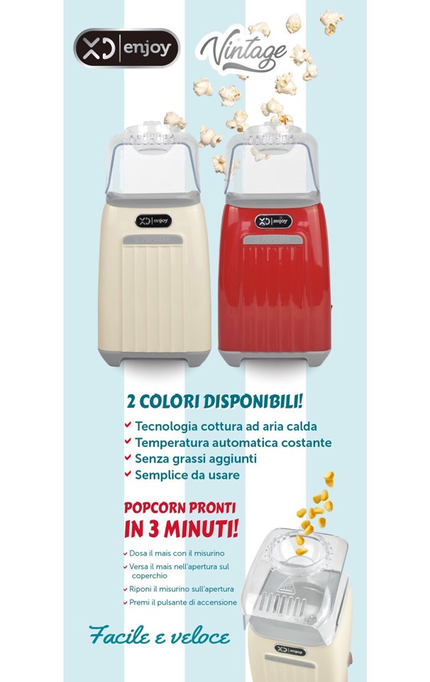 XD Vintage XDPCM88CR macchina per popcorn Rosso 3 min 1200 W