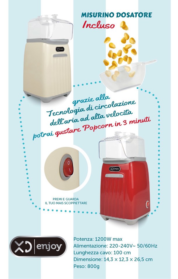 XD Vintage XDPCM88CR macchina per popcorn Rosso 3 min 1200 W