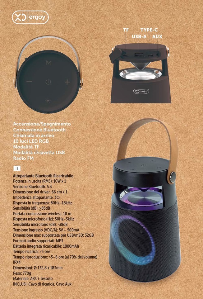 XD Enjoy XDSK166BLK altoparlante portatile e per feste Altoparlante portatile mono Nero 10 W