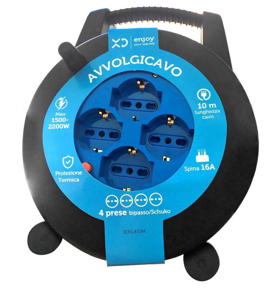XD Enjoy XDSL410M prolunghe e multiple 10 m 4 presa(e) AC Nero, Blu