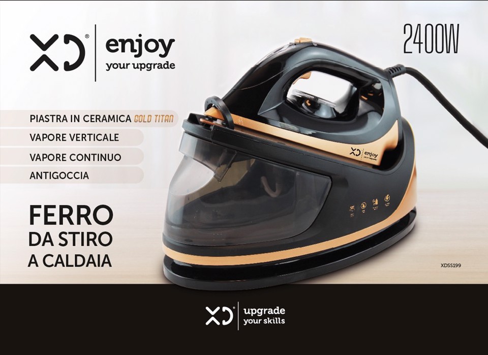 XD Enjoy XDSS199 ferro da stiro a caldaia 1,1 L Piastra in Ceramica Nero, Oro