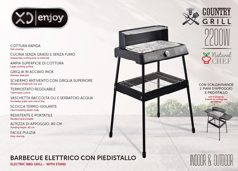 XD Enjoy XDWL1033 Grill Da tavolo Elettrico Grigio scuro 2200 W