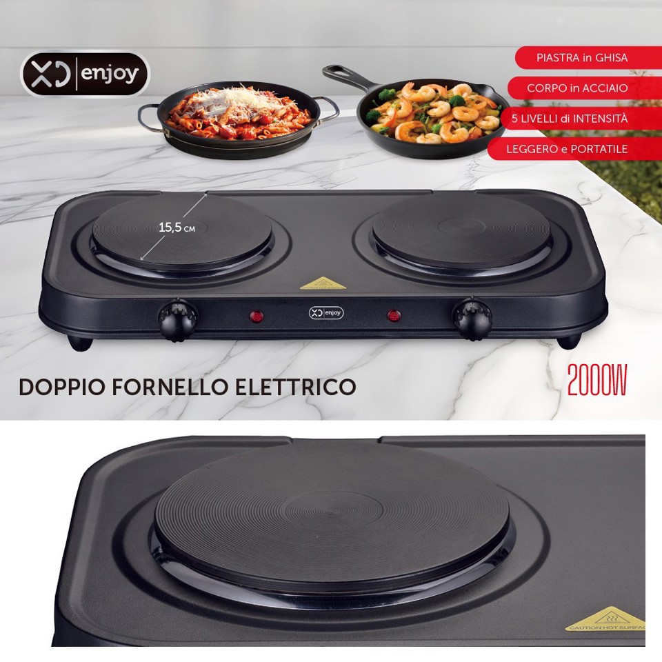 XD Enjoy XDWL2018 piano cottura Nero Superficie piana Piastra sigillata 2 Fornello(i)