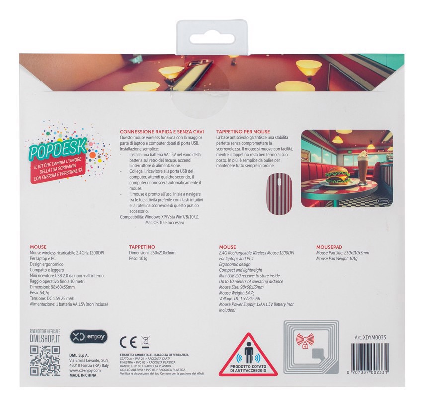 XD Enjoy XDYM0033 mouse Universale Ambidestro USB tipo A 1200 DPI