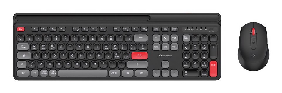 XD Enjoy XDYM2530 tastiera Mouse incluso USB + Bluetooth QWERTY Italiano Nero, Grigio, Rosso