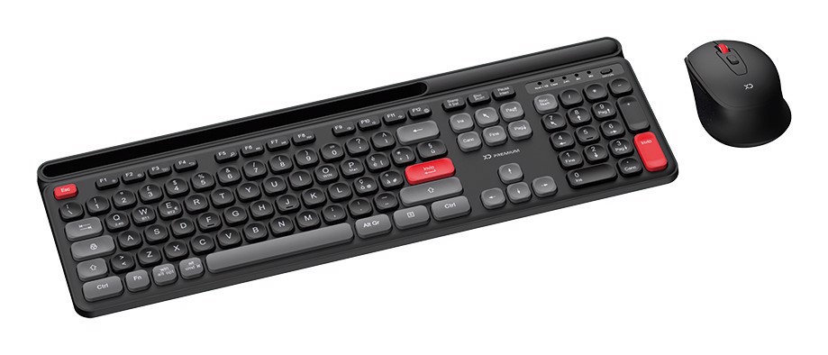 XD Enjoy XDYM2530 tastiera Mouse incluso USB + Bluetooth QWERTY Italiano Nero, Grigio, Rosso
