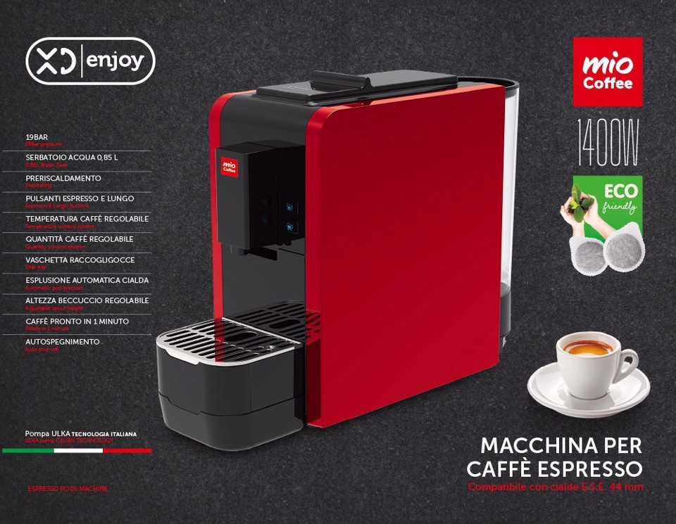XD Enjoy XDZS822RED Macchina caffè per cialde ESE 0,85 L Rossa