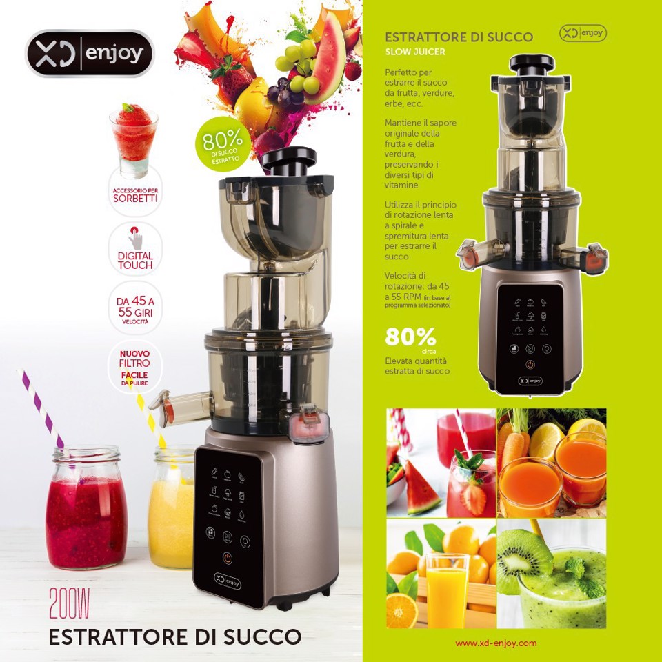 XD Enjoy XDZZ823COF spremiagrumi Estrattore di succo 200 W Champagne, Nero