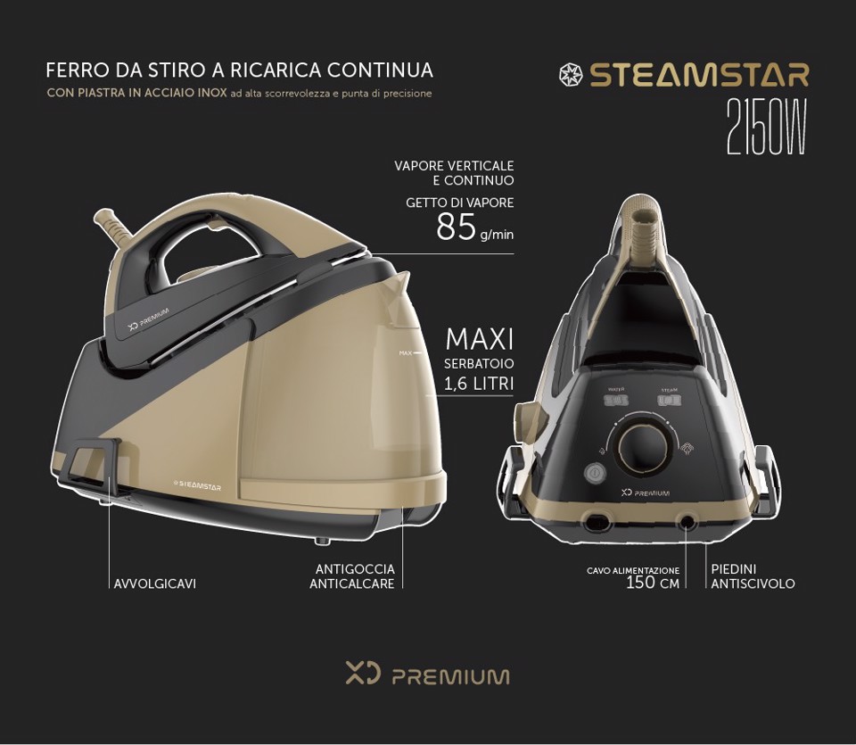 XD Premium Ferro da stiro a ricarica continua 2150W -