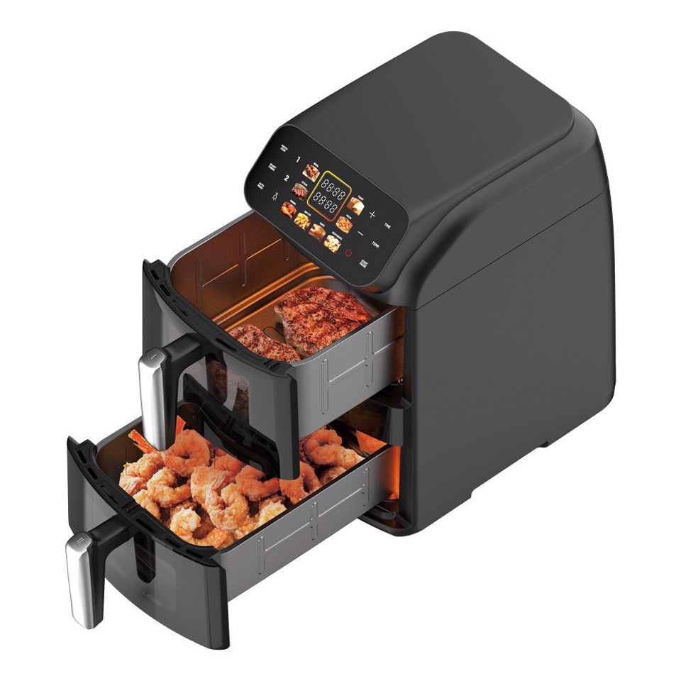 XD Premium XDBOW1100WD friggitrice Doppia 11 L Indipendente 2500 W Friggitrice ad aria calda Nero, Argento