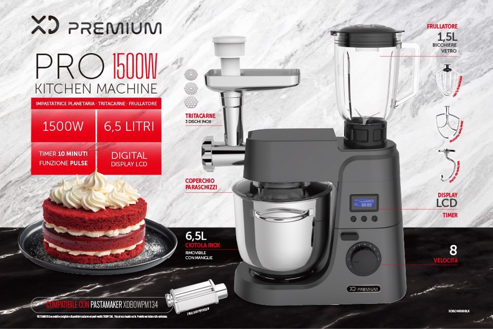 XD Premium XDBOW999BLK robot da cucina 1500 W 6,5 L Nero