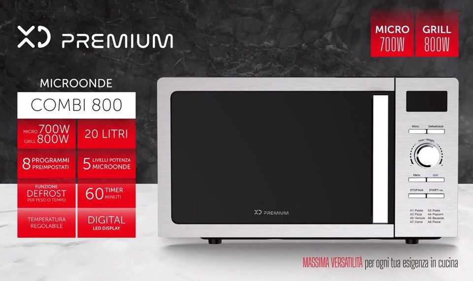 XD Premium XDDWMX70D forno a microonde Argento Microonde con grill Superficie piana 20 L 700 W