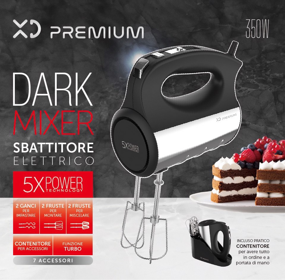 XD Premium XDHR333 sbattitore Sbattitore manuale 350 W Nero, Acciaio inox