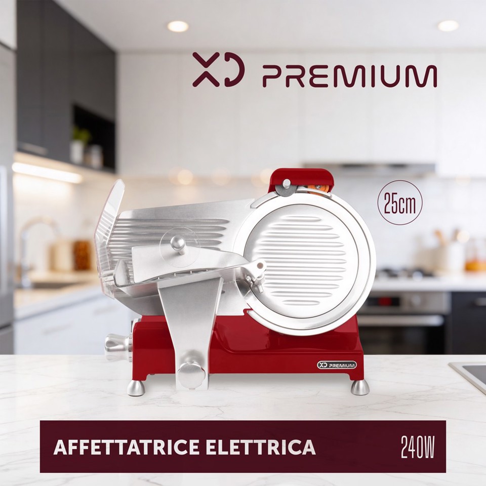 XD Premium XDMIS250RED affettatrice Elettrico 240 W Rosso, Argento Acciaio inox