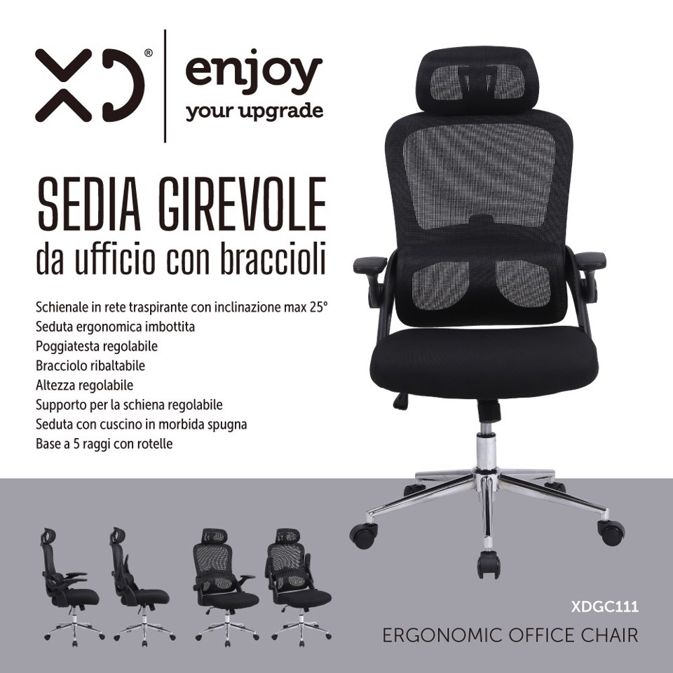 XD Enjoy Sedia girevole da ufficio con braccioli