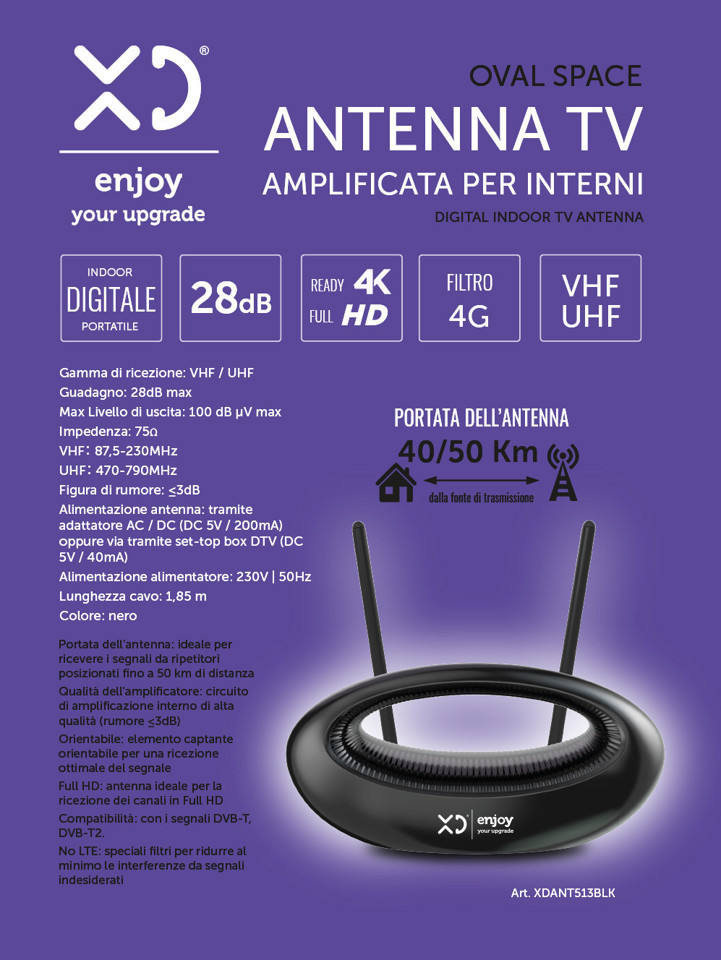 XD Enjoy XDANT513BLK antenna televisiva Interno