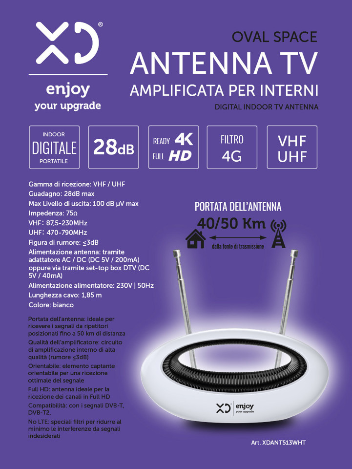 XD Enjoy XDANT513WHT antenna televisiva Interno