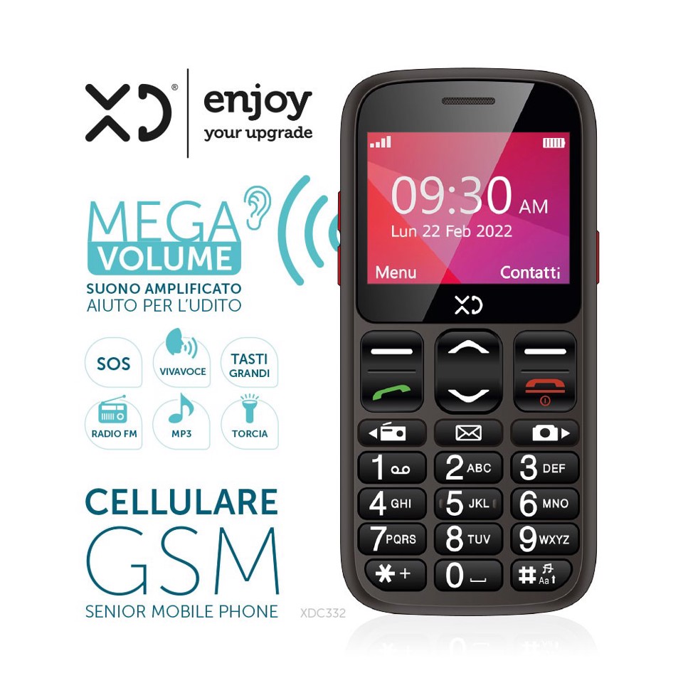 XD Enjoy XDC332 cellulare 5,87 cm (2.31") Nero Telefono per anziani