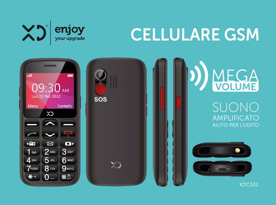 XD Enjoy XDC332 cellulare 5,87 cm (2.31") Nero Telefono per anziani
