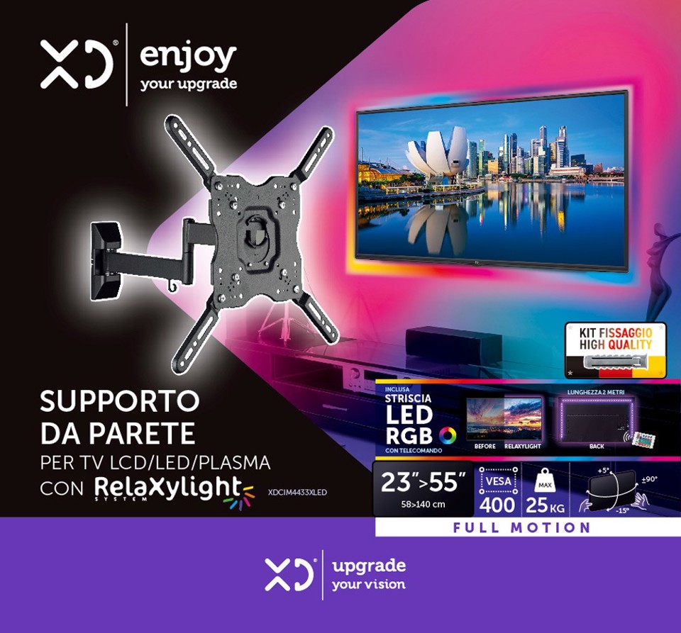 XD Enjoy XDCIM4433XLED Supporto TV a parete 139,7 cm (55") Nero
