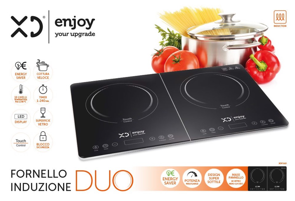 XD Enjoy XDFS113 piano cottura Nero Superficie piana 58 cm Piano cottura a induzione 2 Fornello(i)