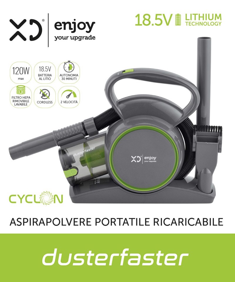 XD Enjoy XDNY273 aspirapolvere senza filo Verde, Grigio Senza sacchetto