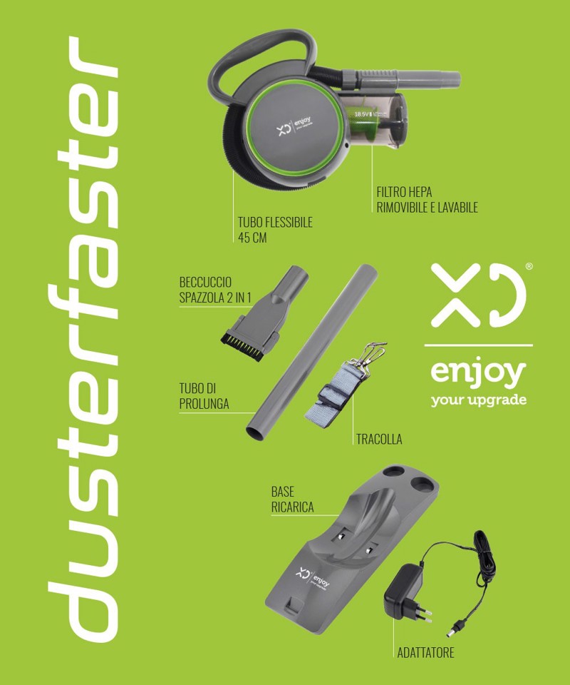 XD Enjoy XDNY273 aspirapolvere senza filo Verde, Grigio Senza sacchetto