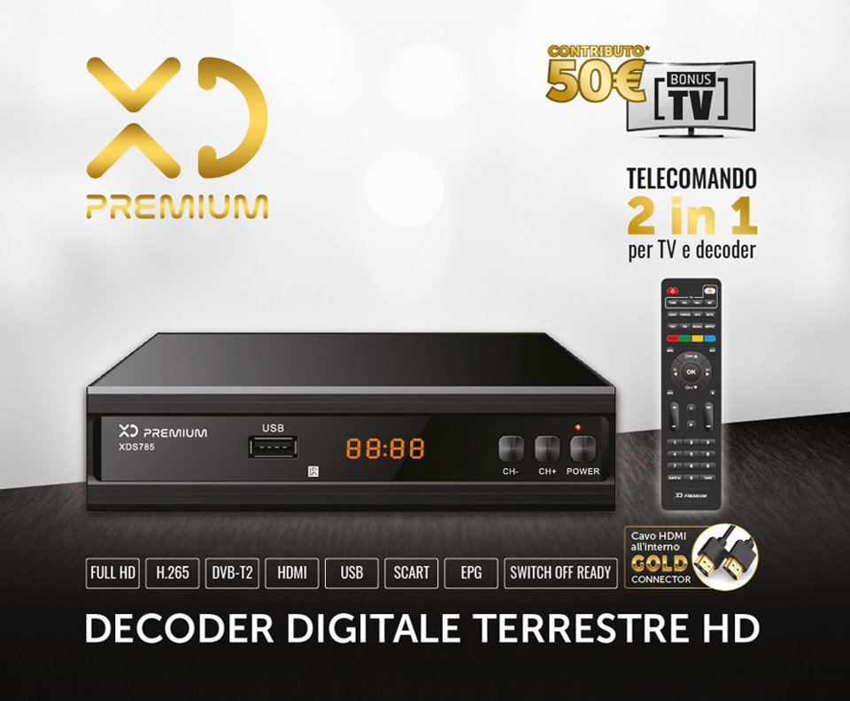 XD Premium XDS785 set-top box TV Terrestre Full HD Nero