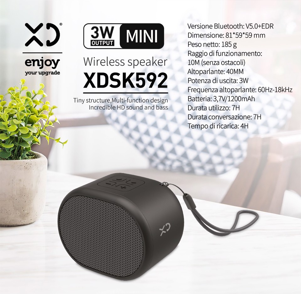 XD Enjoy XDSK592 altoparlante portatile Nero 3 W