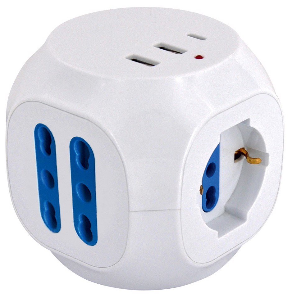 XD Enjoy XDSL1088 prolunghe e multiple 1,5 m 5 presa(e) AC Interno Blu, Bianco