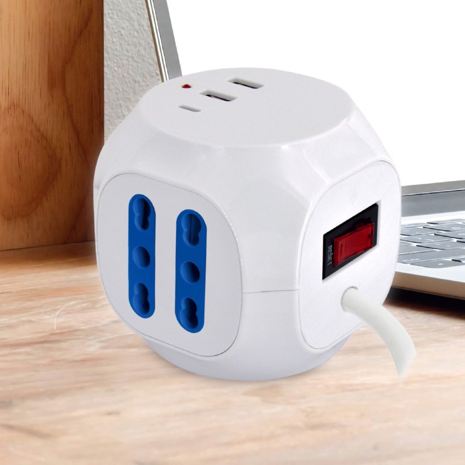 XD Enjoy XDSL1088 prolunghe e multiple 1,5 m 5 presa(e) AC Interno Blu, Bianco