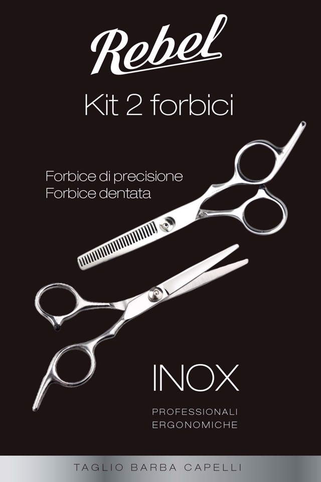 Rebel XDWGBS777 forbici da barbiere KIT contenente Forbice di precisione + Forbice dentata in acciaio INOX