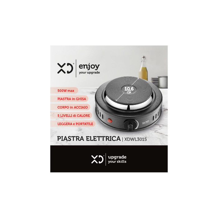 XD Enjoy XDWL3015 piano cottura Nero Superficie piana Piastra sigillata 1 Fornello(i)