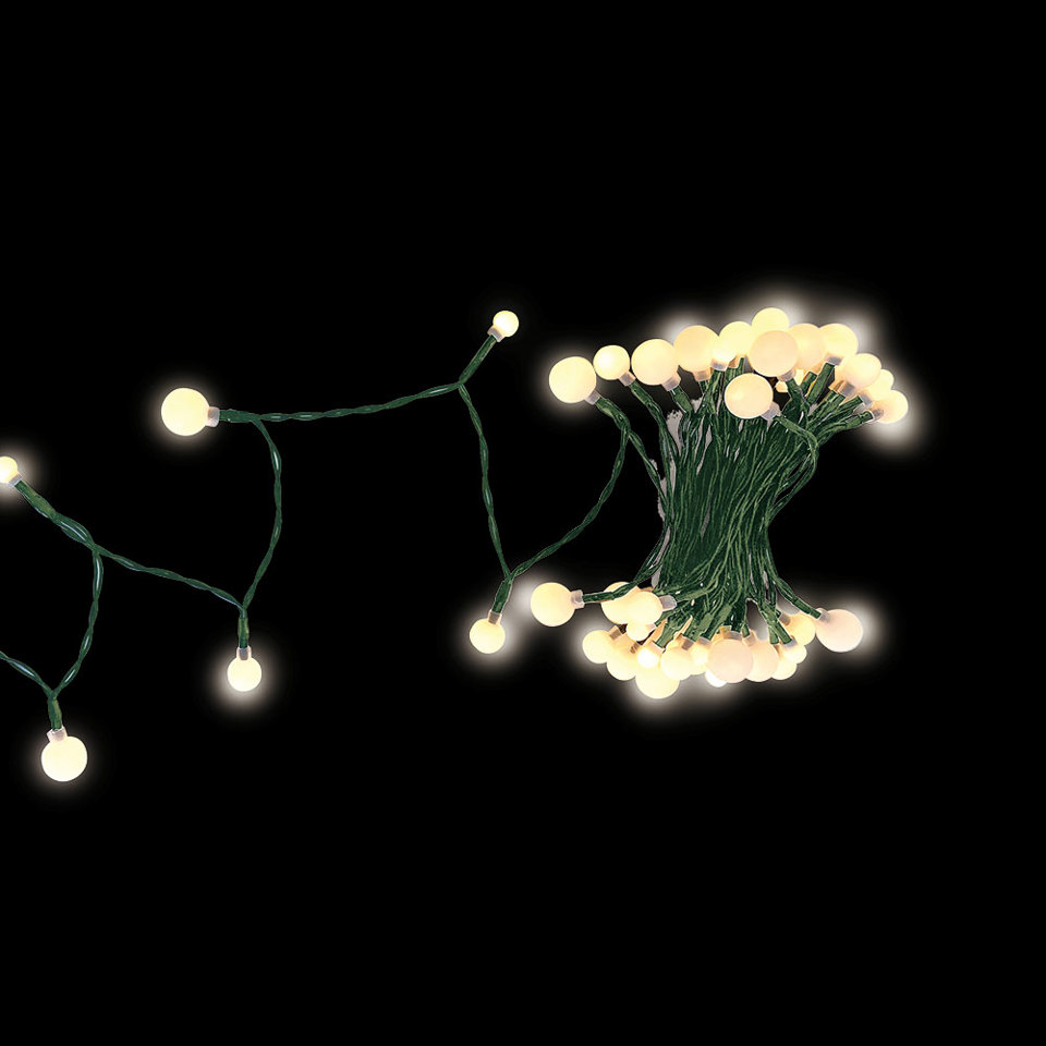 TWEED Catena Luminosa 50 Luci Led A Sfera 3 Dimensioni a Batterie - Luce Bianca Calda