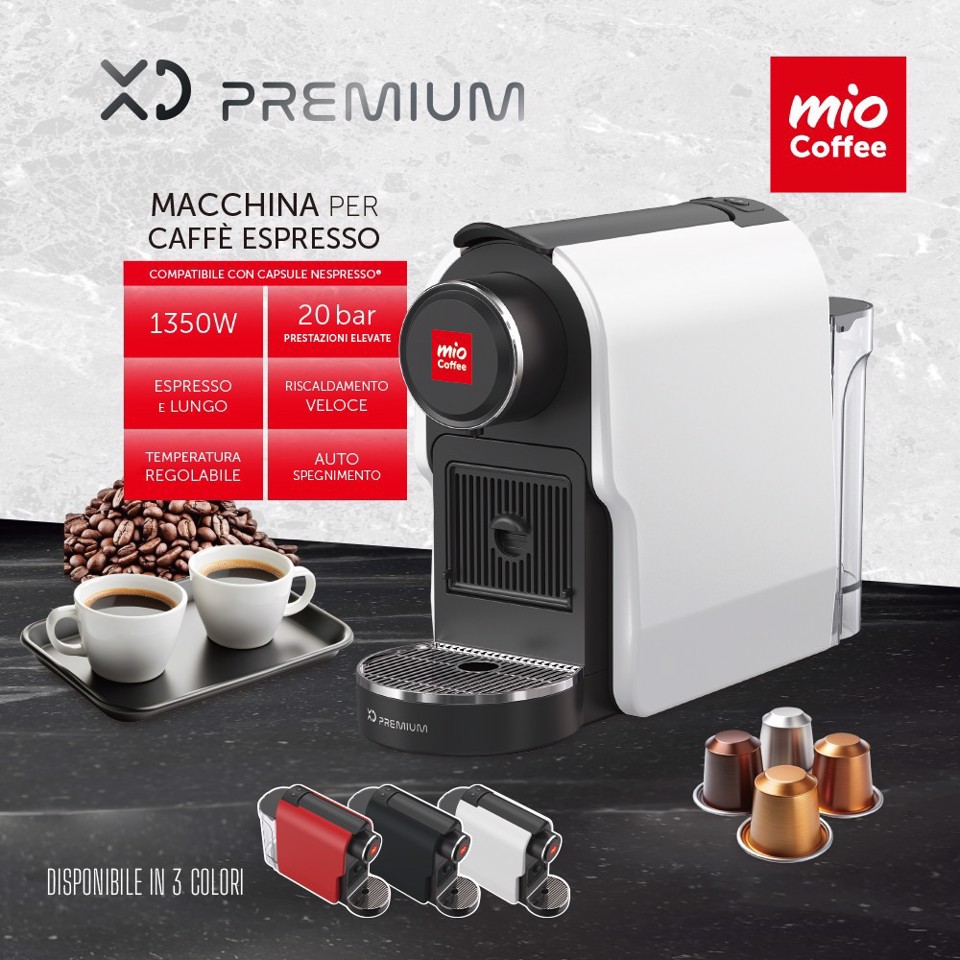 Macchina per caffè espresso a capsule compatibili Nespresso Bianca