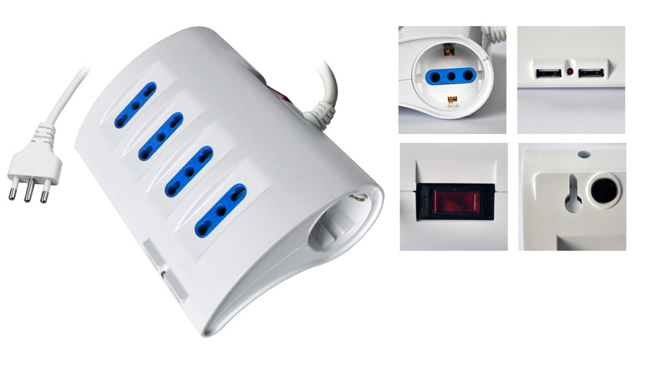 XD Enjoy Multipresa Da Tavolo 4 Prese Bipasso 2 Schuko 2Usb