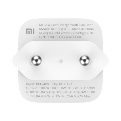 Xiaomi Mi 65W Fast Charger with GaN Tech Bianco Interno