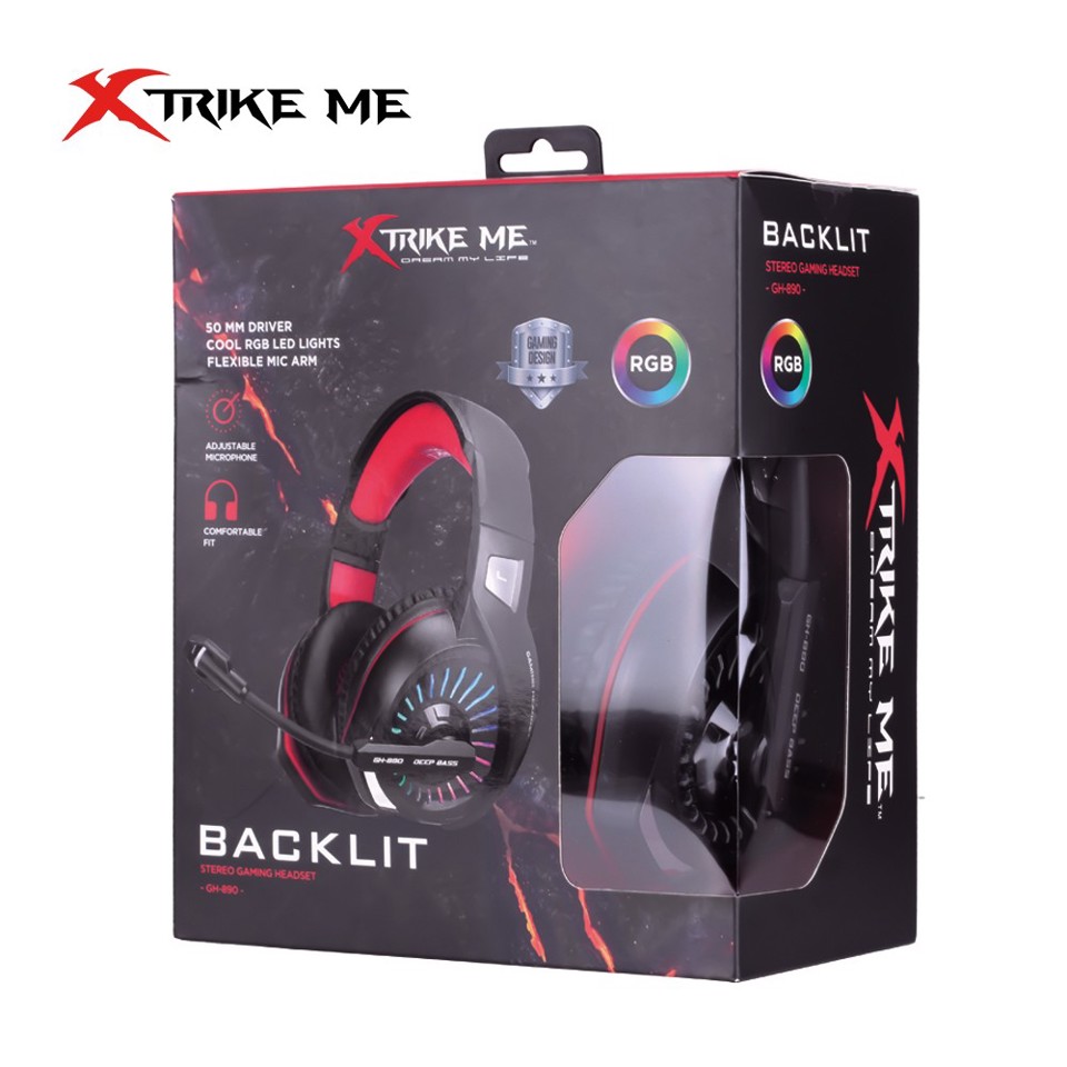 Xtrike Me GH-890 Auricolare Cablato A Padiglione Giocare Nero, Rosso