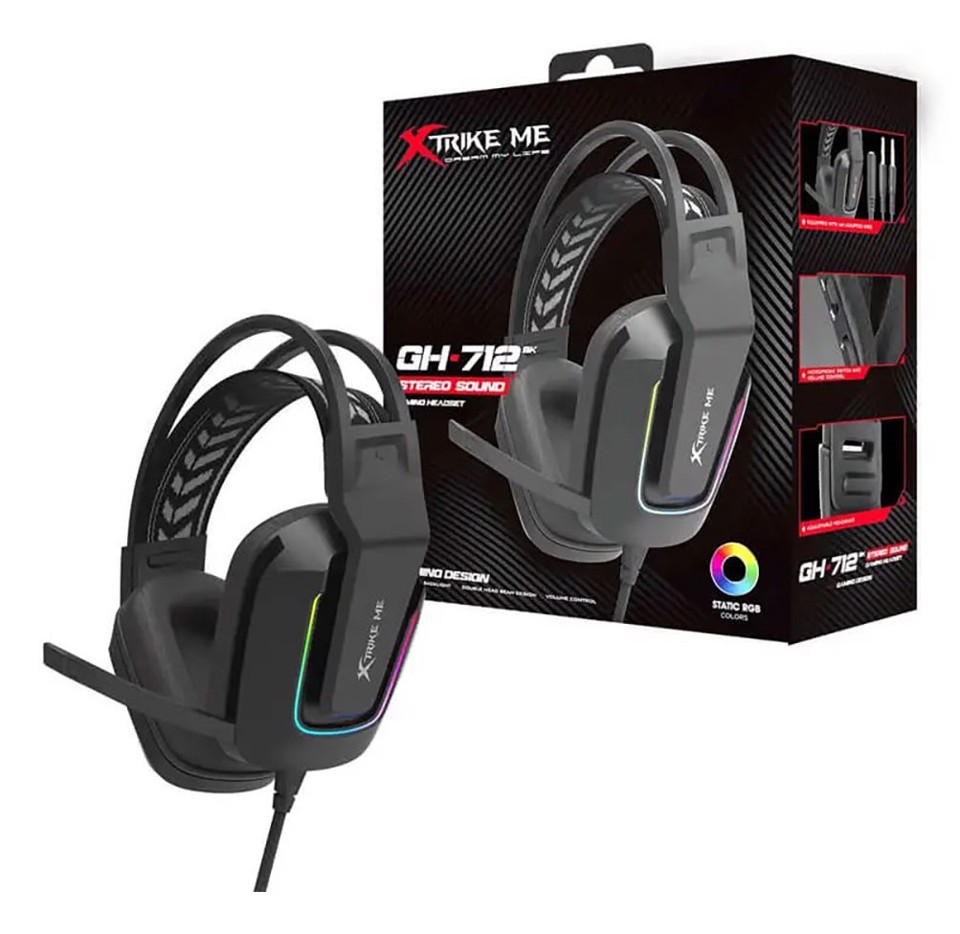 Xtrike Me XDXT712 cuffia e auricolare Cablato A Padiglione Gaming Nero