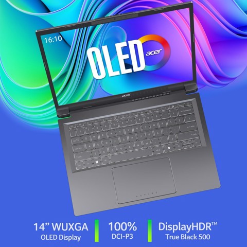 Acer Aspire 14 AI Intel Core Ultra 7 256V Computer portatile 35.6 cm (14") OLED 16 GB LPDDR5x-SDRAM 512 GB SSD Wi-Fi 6E (802.11ax) Windows 11 Home Grigio