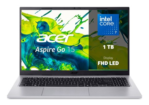 Acer Aspire Go 15 AG15-72P-77TE Intel Core 7 150U Computer portatile 39,6 cm (15.6") Full HD 32 GB DDR4-SDRAM 1 TB SSD Wi-Fi 6 (802.11ax) Windows 11 Home Italiano Argento