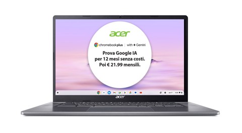 Acer Chromebook Plus 515 CB515-2H-34ZU Laptop con IA Google, 15.6" Full HD, Intel Core i3-1215U, 8GB DDR5-SDRAM, 256GB SSD, Wi-Fi 6E (802.11ax), ChromeOS, Grigio, con funzioni di intelligenza artificiale