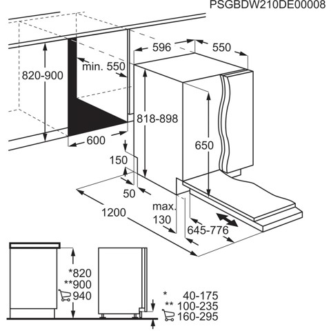 AEG Lavastoviglie Incasso 60 Cm - Int. Totale 14 Coperti Classe B 44 Dba GI6200B2SN MADE IN EUROPE
