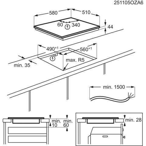 AEG Piano Induzione Boil&Fry Saphirmatt 60 Cm TI64IB30IZ MADE IN EUROPE