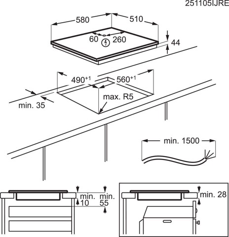 AEG PIANO INDUZIONE BOIL&FRY SAPHIRMATT 60 CM TI64IB3BIZ
