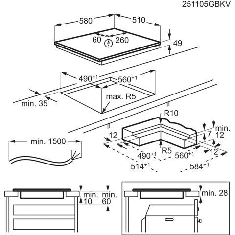 AEG Piano Induzione Boil&Fry Saphirmatt 60 Cm TI64IB3BIZ