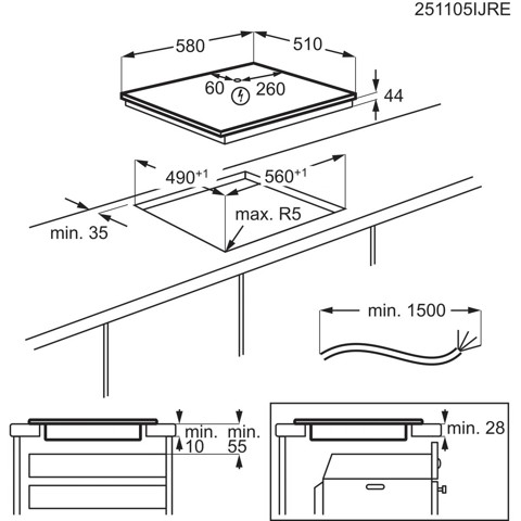 AEG Piano Induzione Boil&Fry Saphirmatt 60 Cm TI64IB3BIZ