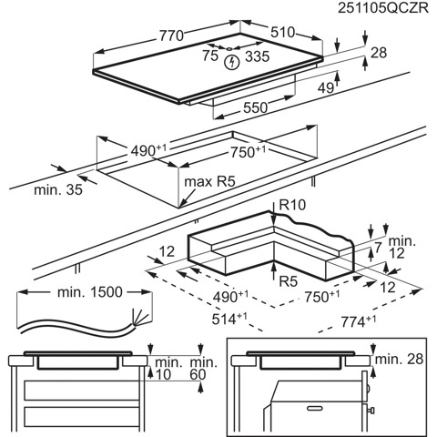 AEG Piano Induzione Bridge 80 TO84IB00IB MADE IN EUROPE