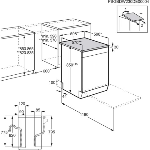 AEG Series 7000 Lavastoviglie Libera Installazione 60 Cm - Inox 14 Coperti Classe A 44 Dba MADE IN ITALY FFB76707PM